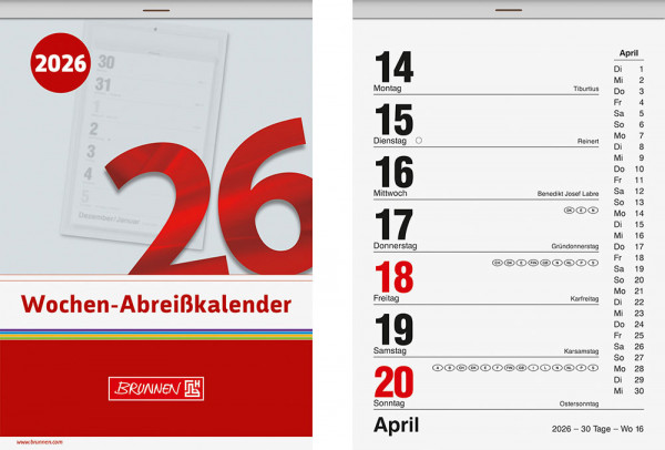 Brunnen Wochen-Abreißkalender 2026