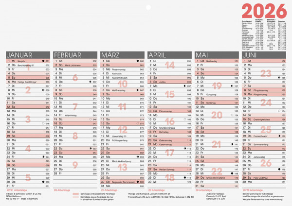 Brunnen Wandkalender 2026 A4
