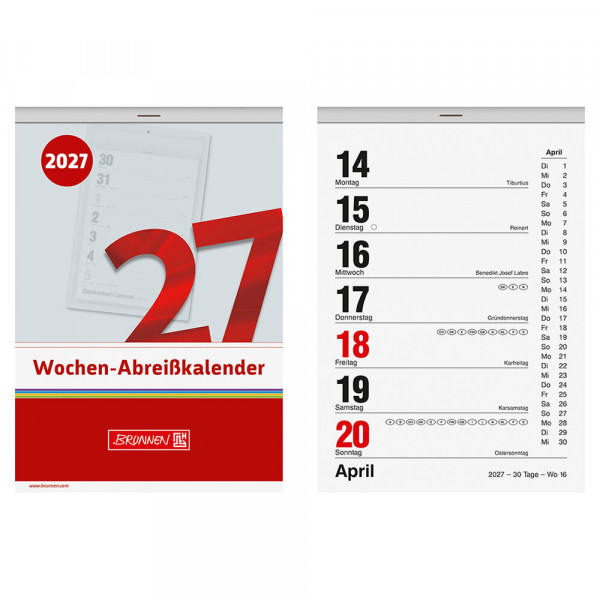 Brunnen Wochen-Abreißkalender 2027